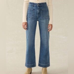 Faherty Stretch Terry Patch Pocket Wide Leg Sailor Denim Jeans 25